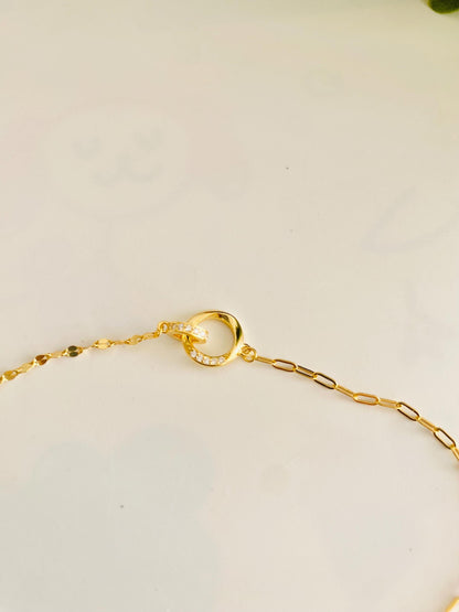 Bracelet chaîne en or à cercles entrelacés, argent 925, bracelet pour femme, plaqué or 18 carats, cadeaux pour elle, cadeaux