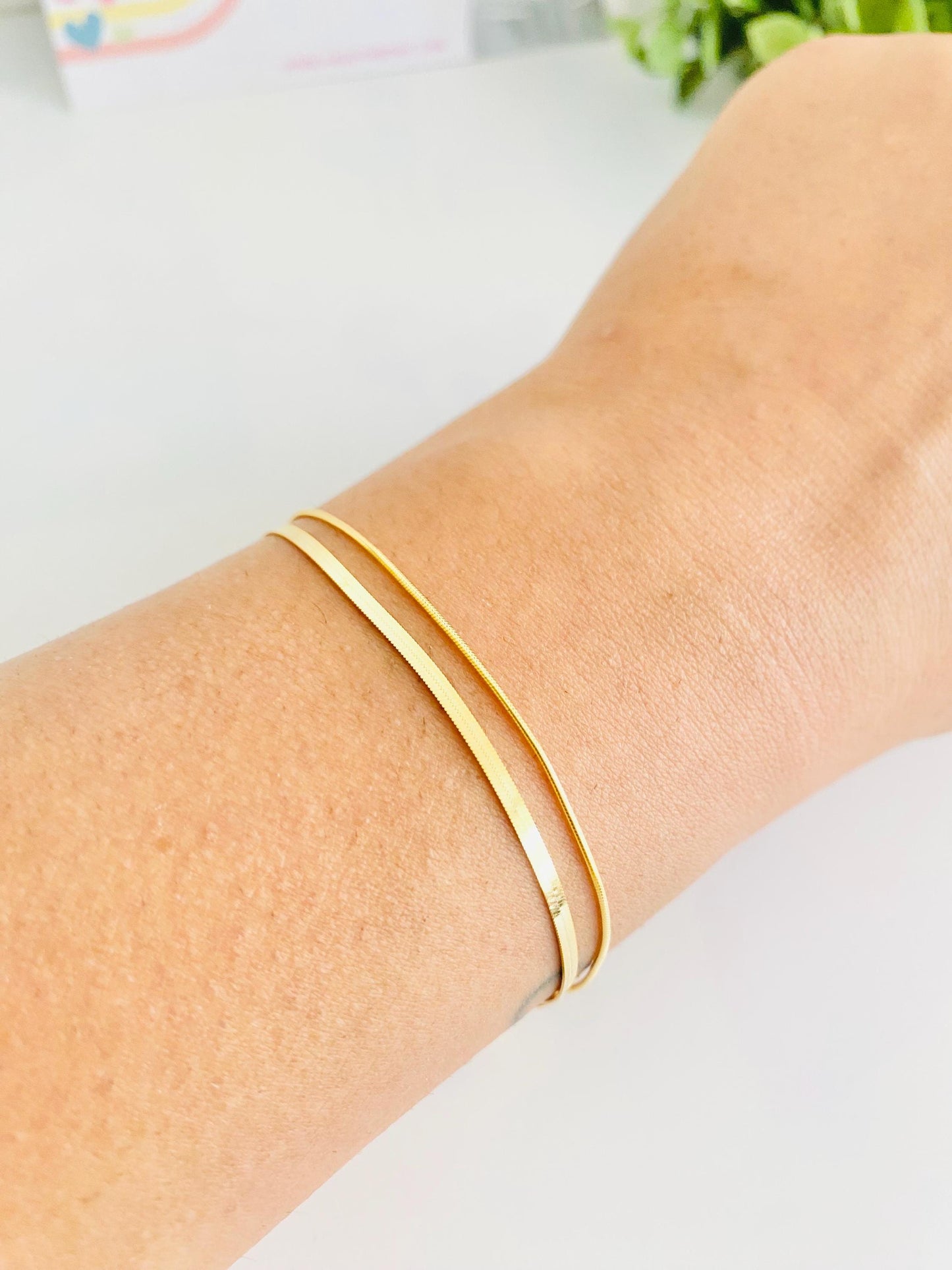 Bracelet double rang, or et argent, bracelet chaîne, argent 925, bracelet pour femme, plaqué or 18 carats, cadeaux pour elle, cadeaux