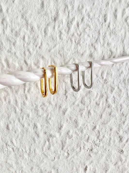 Boucles d'oreilles rectangulaires géométriques en argent 925, créoles pour femme, créoles, argent, idées cadeaux pour femme, cadeaux pour elle, cadeaux