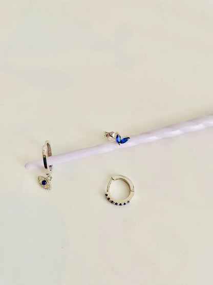 EVIL EYE, Créoles en oxyde de zirconium, lot de 3 pièces pour une oreille, créoles pour femme, plaquées or 18 carats, piercing cartilage, cadeaux pour elle, cadeaux