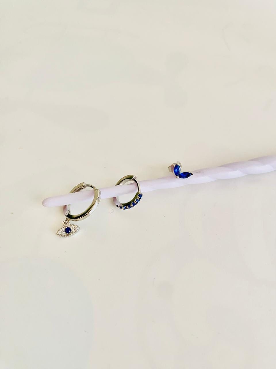 EVIL EYE, Créoles en oxyde de zirconium, lot de 3 pièces pour une oreille, créoles pour femme, plaquées or 18 carats, piercing cartilage, cadeaux pour elle, cadeaux
