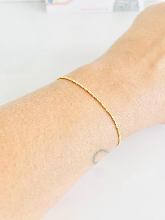 Bracelet minimaliste en or simple couche, argent 925, bracelet pour femme, plaqué or 18 carats, cadeaux pour elle, cadeaux