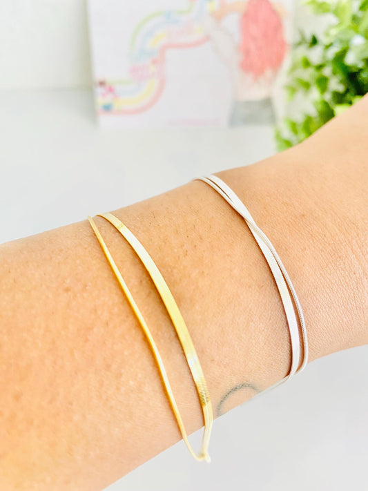 Bracelet double rang, or et argent, bracelet chaîne, argent 925, bracelet pour femme, plaqué or 18 carats, cadeaux pour elle, cadeaux