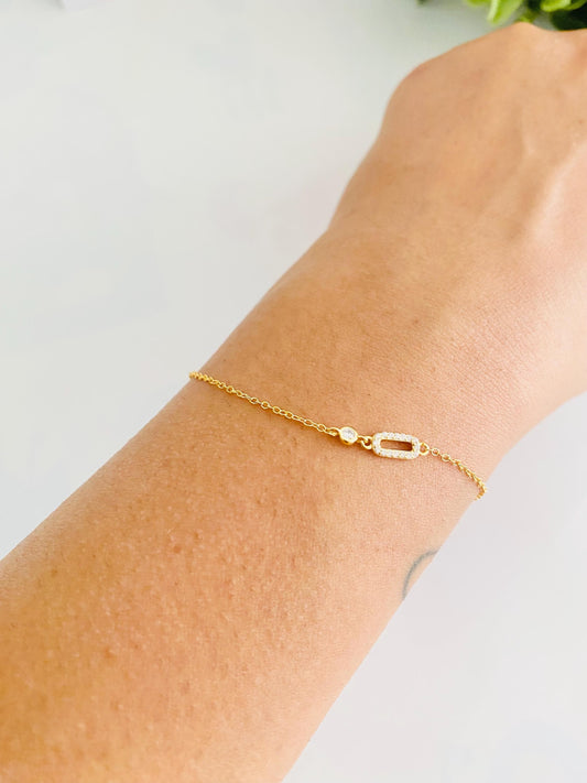 Bracelet oblong avec diamants en forme de goutte, or et argent, bracelet chaîne, argent 925, bracelet pour femme, plaqué or 18 carats, cadeaux pour elle, cadeaux