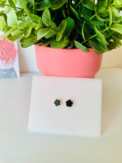 Clous d'oreilles Clover en acier inoxydable plaqué or 18 carats pour femme, clous d'oreilles, piercing au lobe de l'oreille, cadeaux pour elle, cadeaux