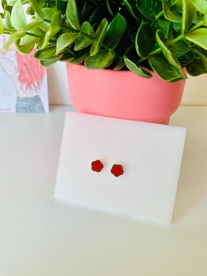 Clous d'oreilles Clover en acier inoxydable plaqué or 18 carats pour femme, clous d'oreilles, piercing au lobe de l'oreille, cadeaux pour elle, cadeaux
