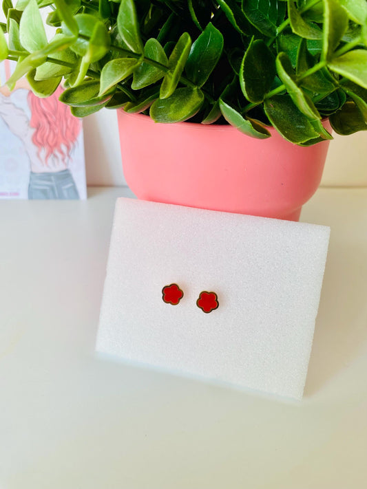 Clous d'oreilles Clover en acier inoxydable plaqué or 18 carats pour femme, clous d'oreilles, piercing au lobe de l'oreille, cadeaux pour elle, cadeaux