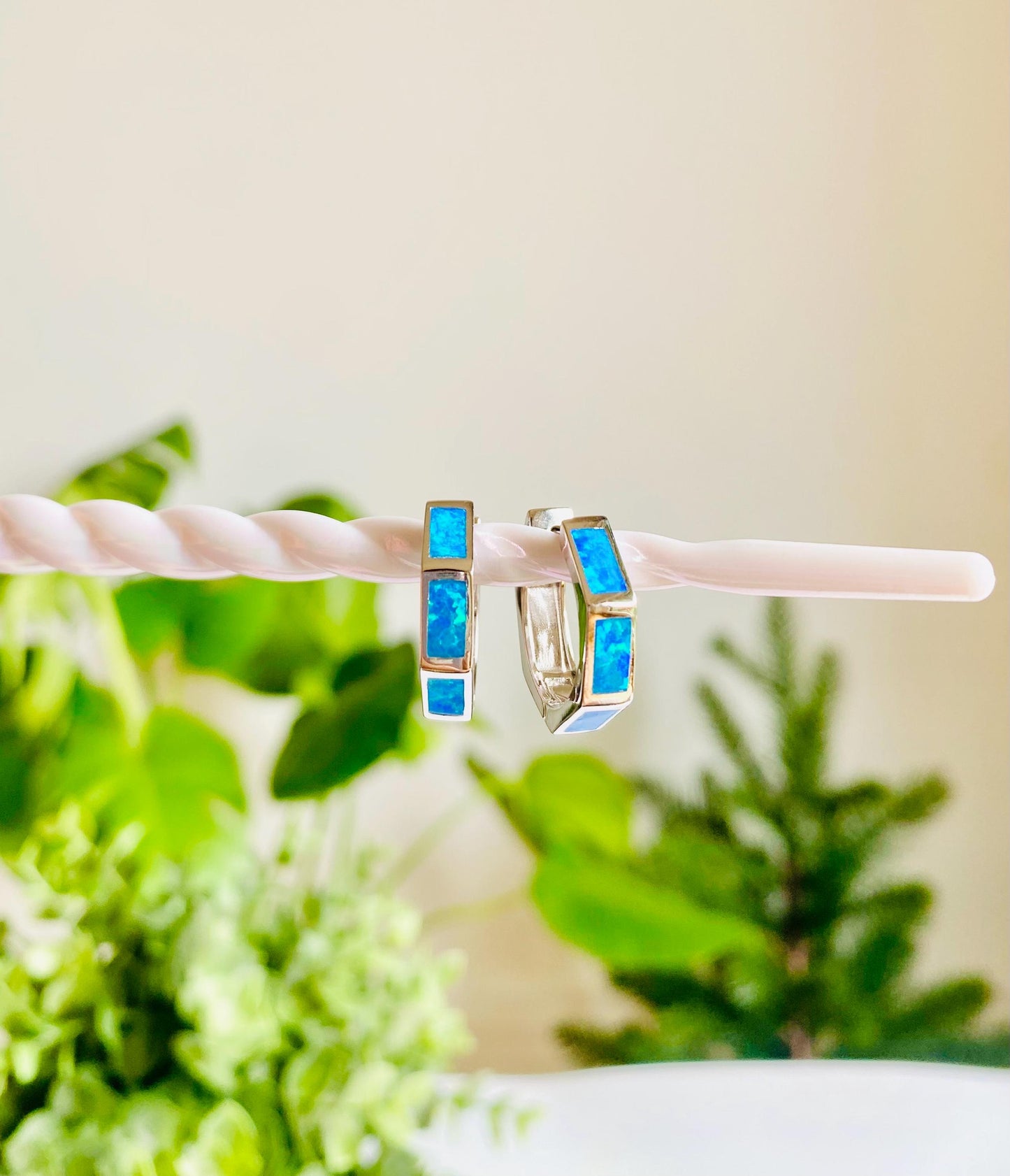 OCTAGON Opal, 925 Silver, Hoop Earrings for Women