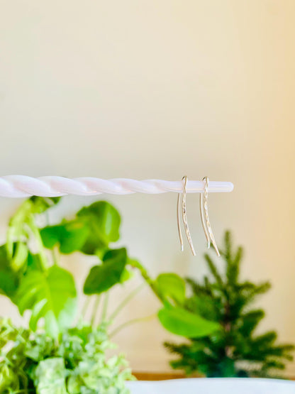 Boucles d'oreilles linéaires spirituelles, argent 925, fabriquées à la main par des artisans indiens, HeartinbowsSilver