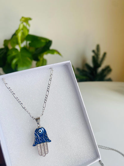 Pendentif Hamsa en argent, pendentif avec chaîne, argent 925