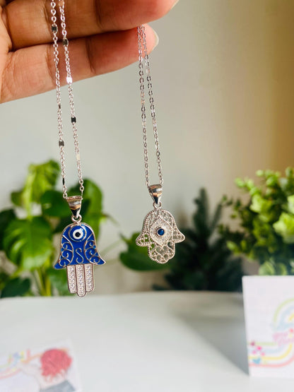 Pendentif Hamsa en argent, pendentif avec chaîne, argent 925
