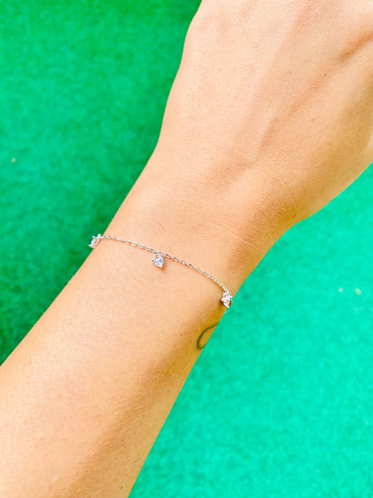 Bracelet en argent Petits Cœurs, Bracelet simple, Argent 925, Bracelet pour femme, Cadeaux pour elle, Cadeaux