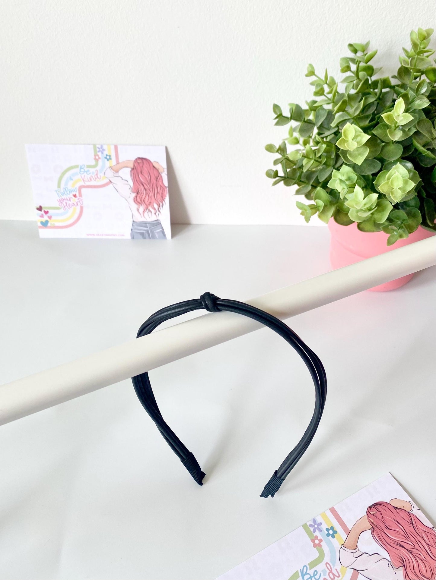 Faux Leather Hairband: Sleek Minimalist Style - HeartInBows