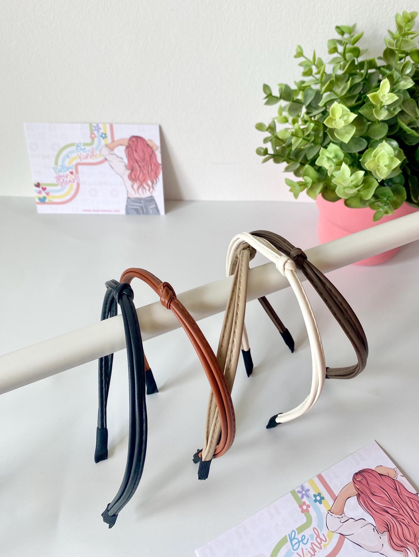 Faux Leather Hairband: Sleek Minimalist Style - HeartInBows