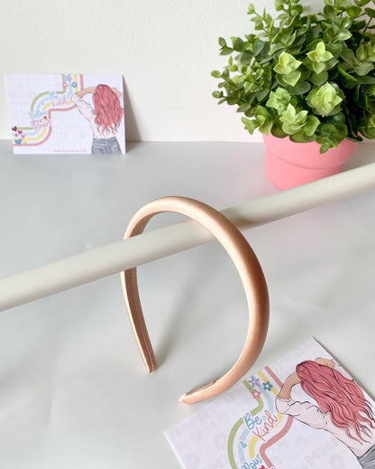 Silk Padded Hairband: Slim Unisex Headband - Heart in Bows