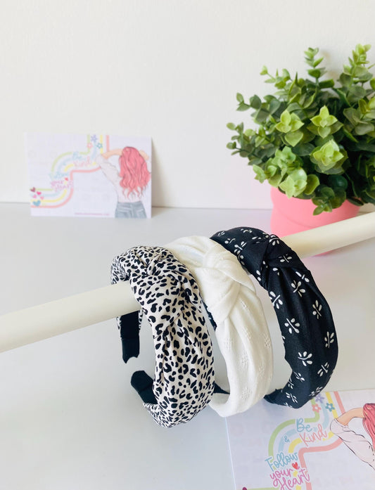 Serre-tête noué noir, disponible en 3 couleurs, taille unique, HeartInBows, cadeaux pour tous, serre-têtes unisexes, cadeaux