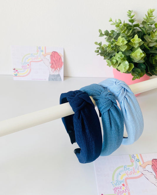Serre-tête bleu noué, disponible en 3 couleurs, taille unique, HeartInBows, cadeaux pour tous, serre-têtes unisexes, cadeaux