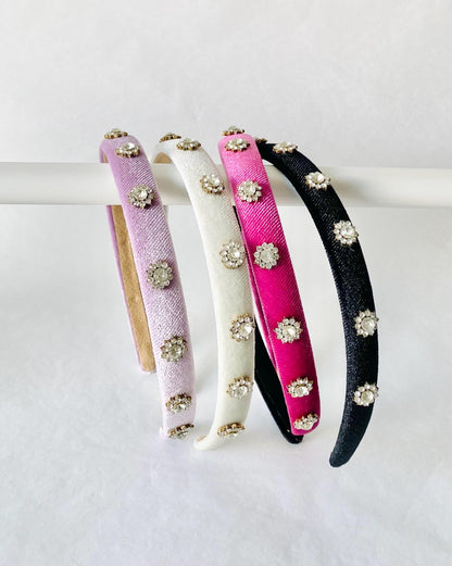 Velvet Studded Padded Hairband: Slim Luxury Headband, Handmade in Berlin