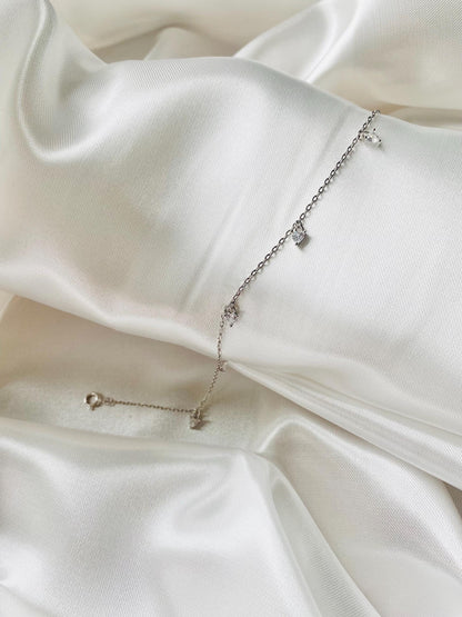 Bracelet en argent Petits Cœurs, Bracelet simple, Argent 925, Bracelet pour femme, Cadeaux pour elle, Cadeaux
