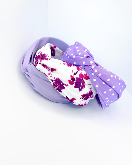 Purple Georgette Twisted Wide Headband - Handmade in Berlin