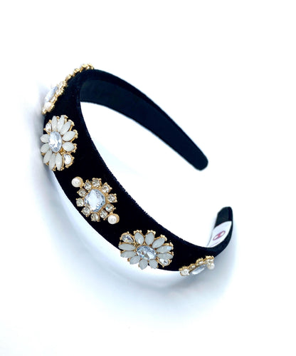Princess Diana Velvet Padded Headband: Handmade Studded Hair Accessory