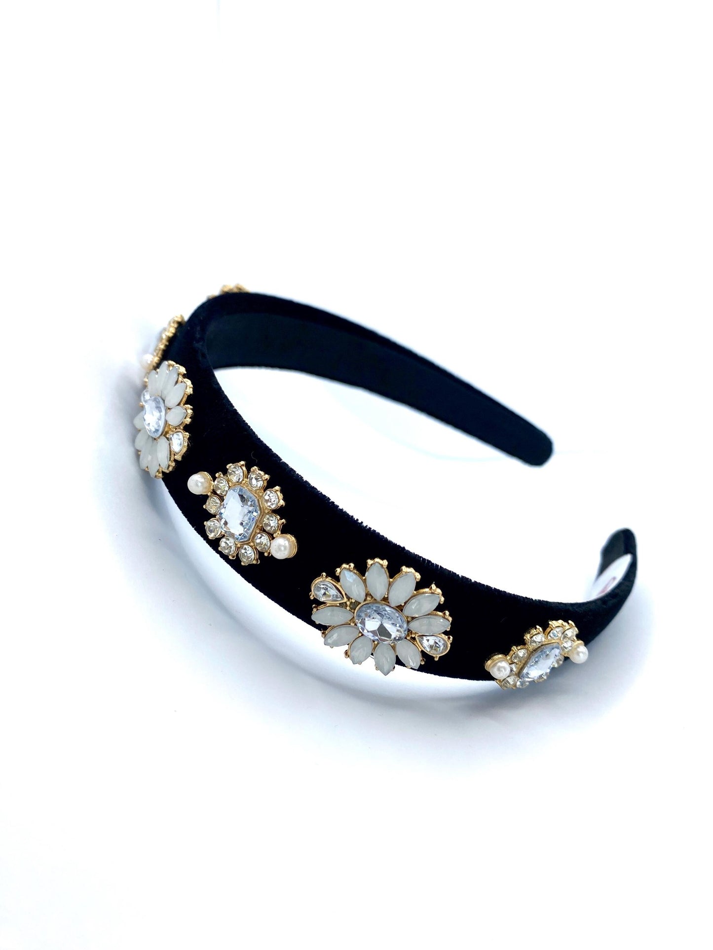 Princess Diana Velvet Padded Headband: Handmade Studded Hair Accessory