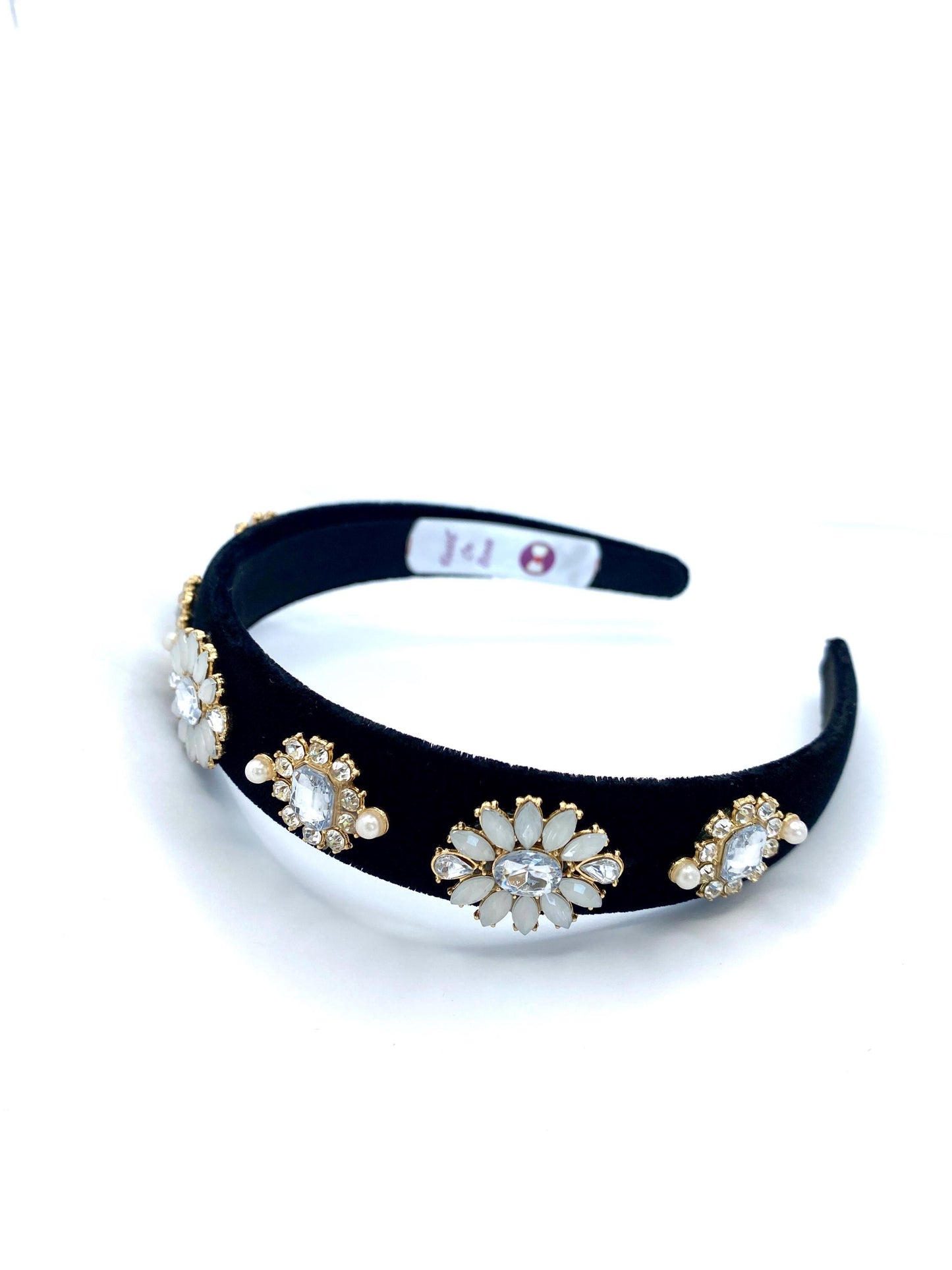 Princess Diana Velvet Padded Headband: Handmade Studded Hair Accessory