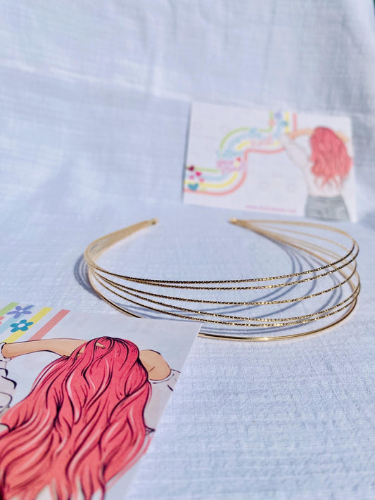 Serre-tête multicouche en métal, couleur argent et or, taille unique, HeartInBows, cadeaux pour tous, serre-têtes unisexes, cadeaux