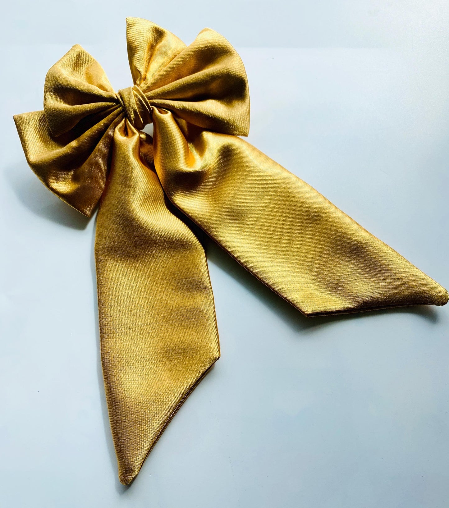 Gold Hair Bow Barrette: Handmade Heart-in-Bows Clip