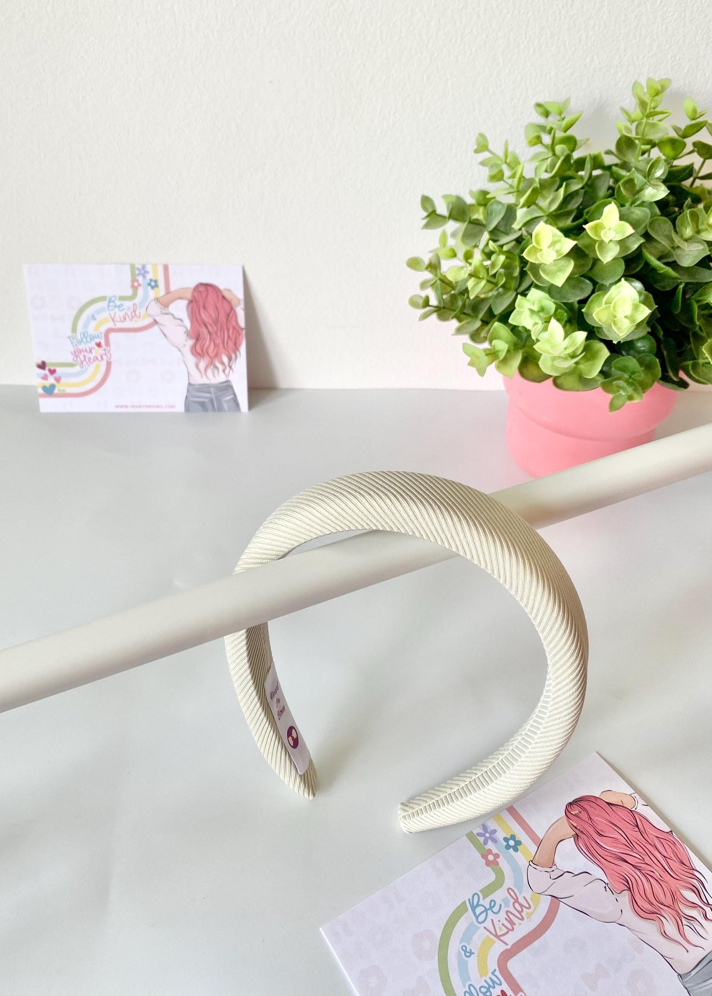 Pastel Padded Hairband: Pink, Lemon, Off-White - HeartInBows