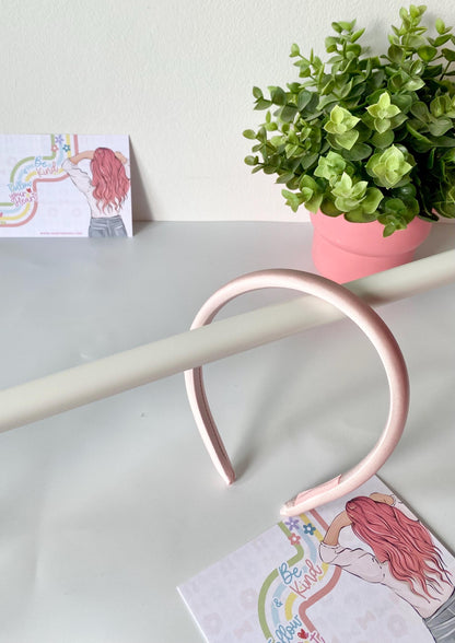 Silk Padded Hairband: Slim Unisex Headband - Heart in Bows