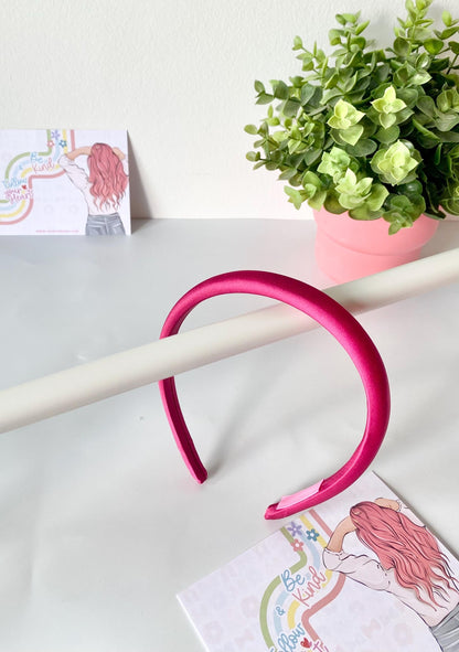 Silk Padded Hairband: Slim Unisex Headband - Heart in Bows