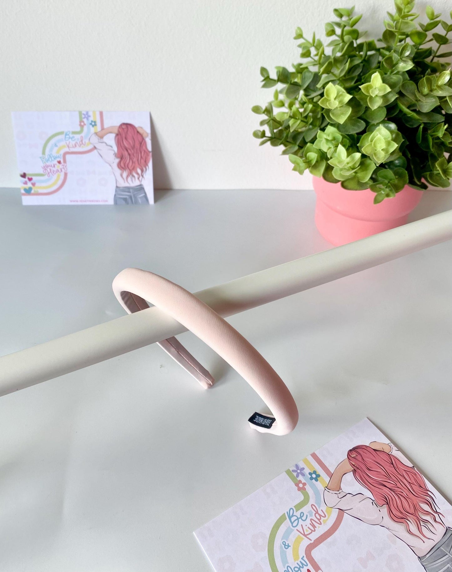 Oxford Pink Padded Hairband: Unisex Thin Headband