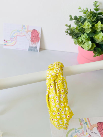 Yellow Knotted Hairband, Available in 3 Colors, One size fits all, HeartInBows, Gifts for all, Unisex Hairbands, Gifts