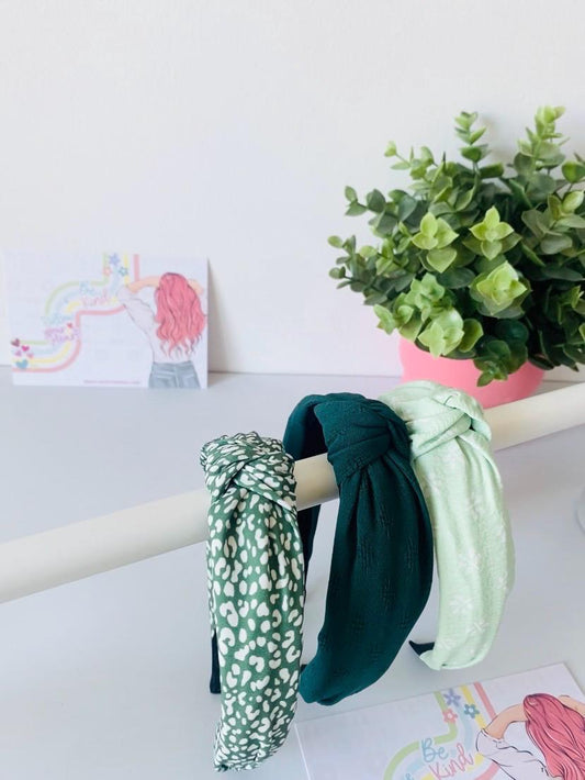 Serre-tête noué vert, disponible en 3 couleurs, taille unique, HeartInBows, cadeaux pour tous, serre-têtes unisexes, cadeaux