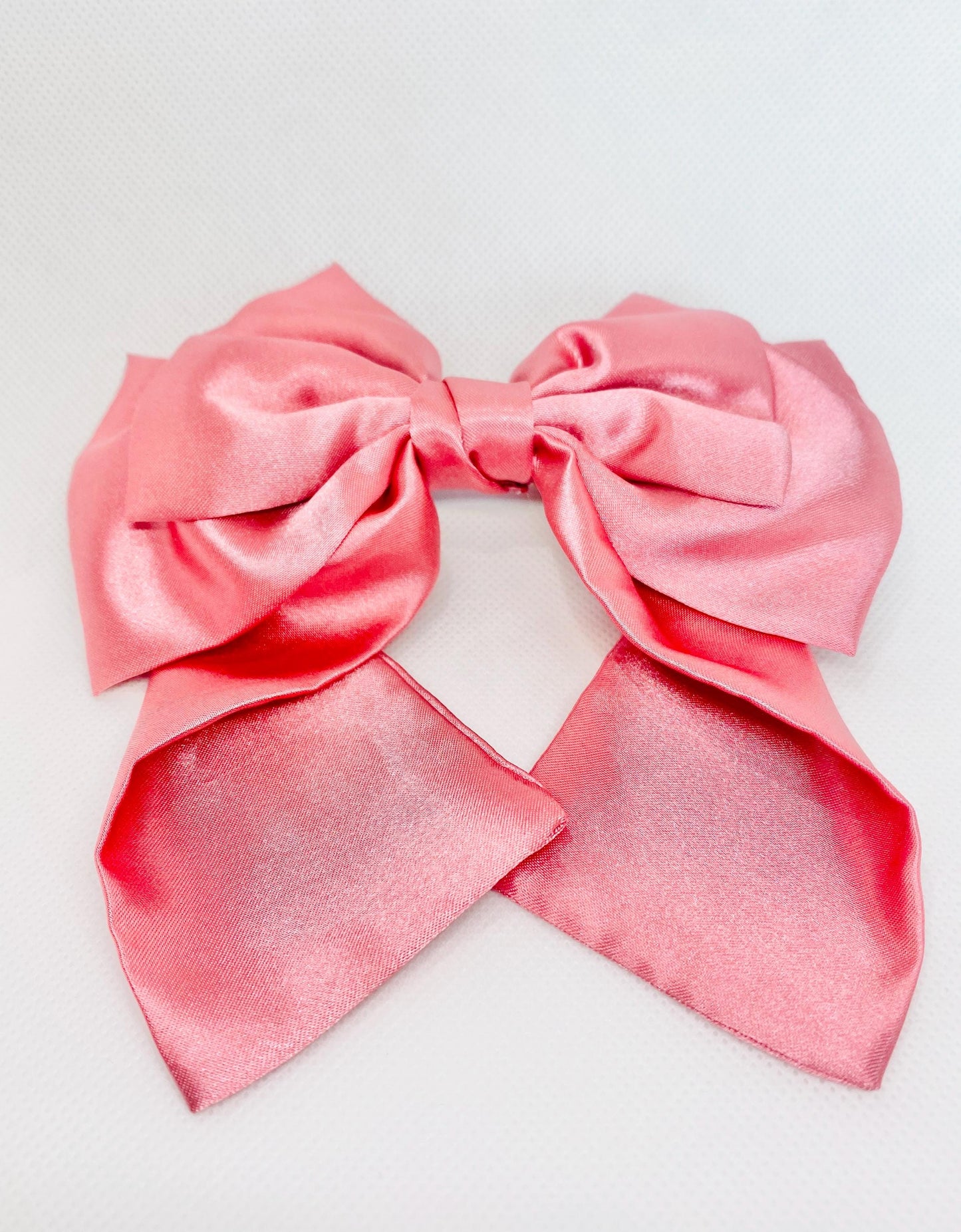 3 Layered PINK Satin Hair Bow: Christmas Vibes, Kids and Adults - Hand-stitched