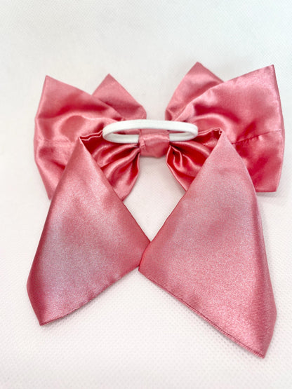 3 Layered PINK Satin Hair Bow: Christmas Vibes, Kids and Adults - Hand-stitched