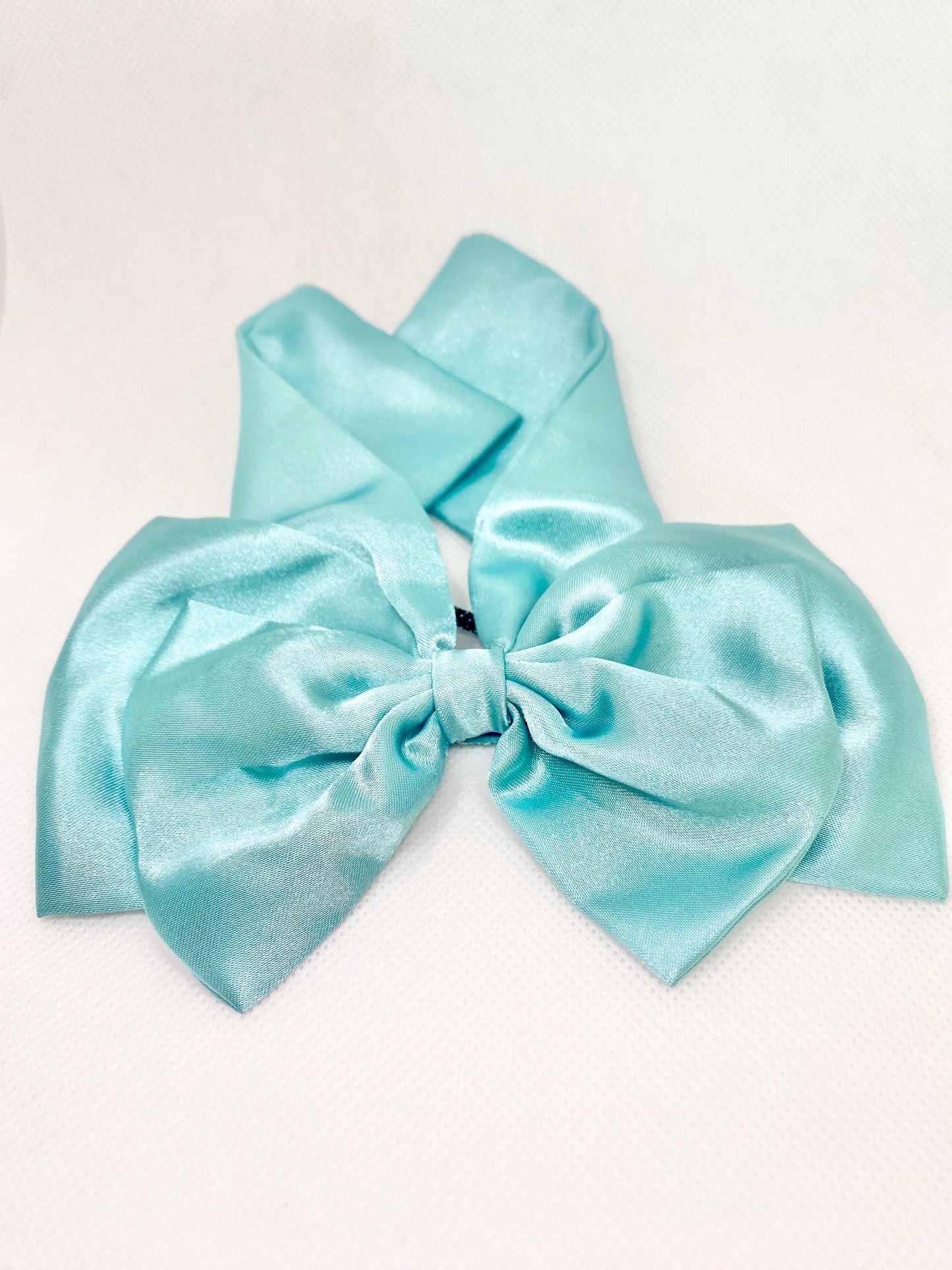 3 Layered BLUE Satin Hair Bow: Christmas Vibes, Kids and Adults - Hand-stitched