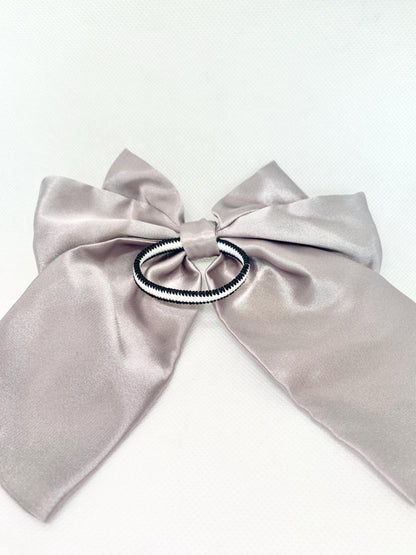 3 Layered GREY Satin Hair Bow: Christmas Vibes, Kids and Adults - Hand-stitched