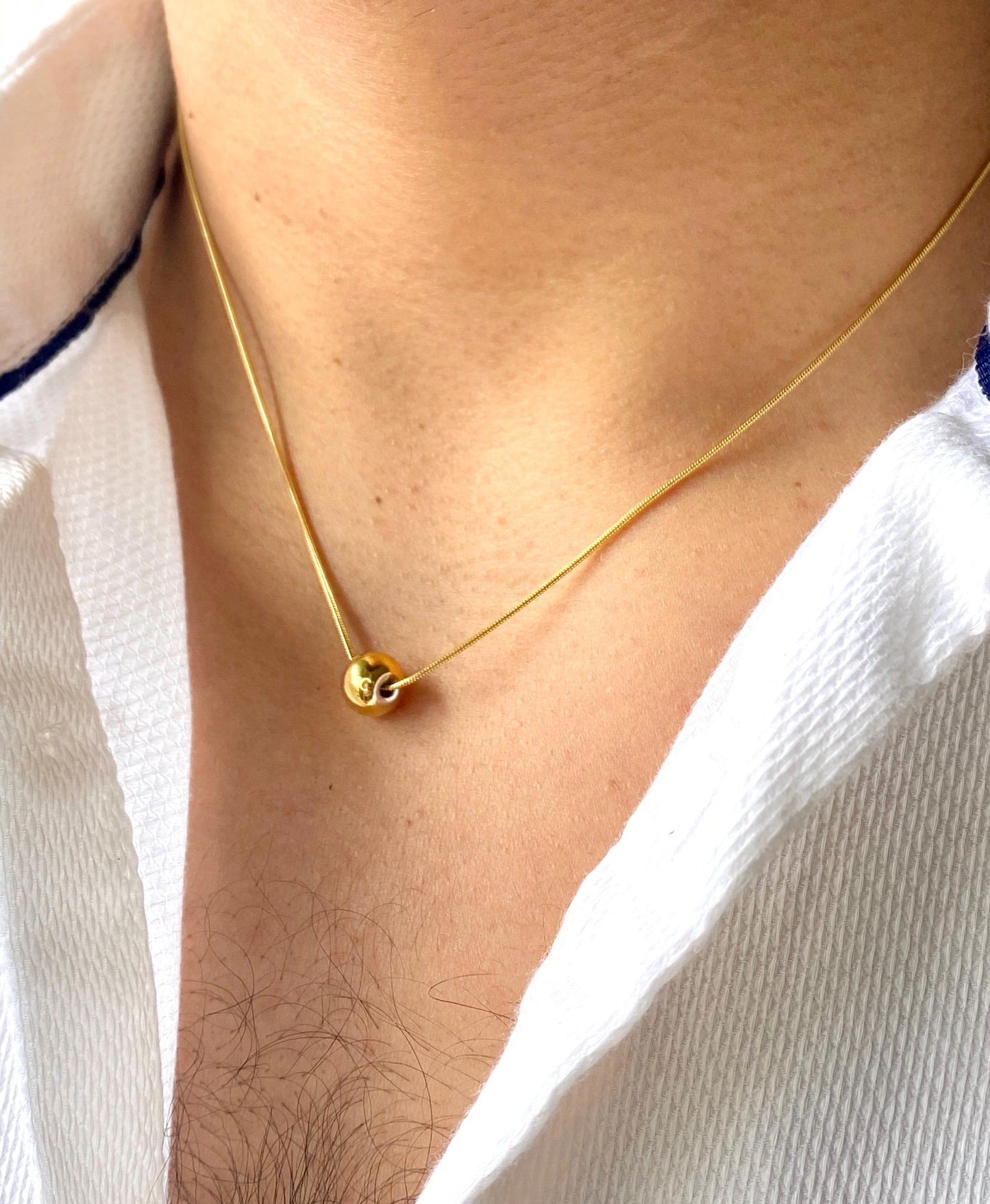 Ball Pendant Chain: Silver and Gold Plated, Stainless Steel, Unisex