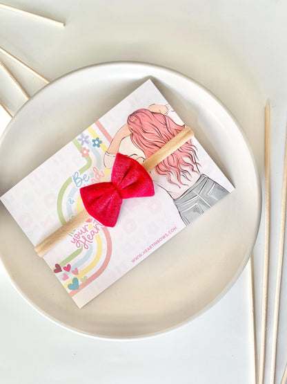 Lila Velvet Baby Bow: Hand-Stitched Newborn Hairband