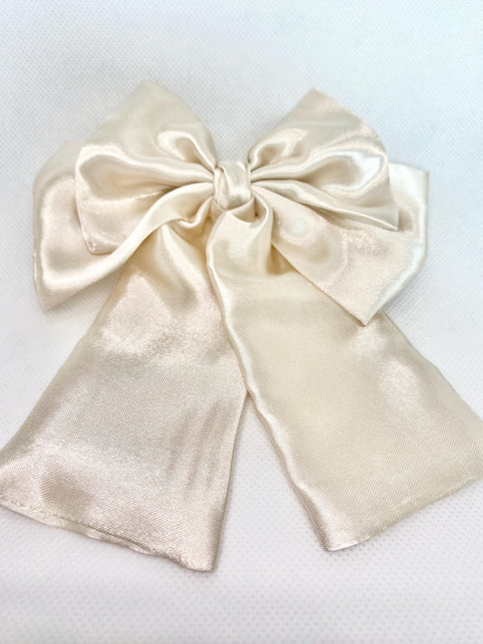 3 Layered CREAM Satin Hair Bow: Christmas Vibes, Kids and Adults - Hand-stitched