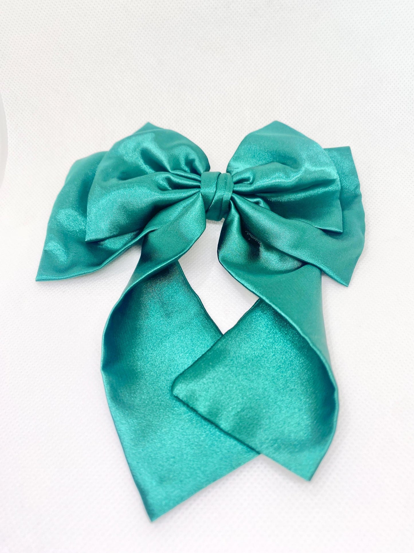 3 Layered GREEN Satin Hair Bow: Christmas Vibes, Kids and Adults - Hand-stitched