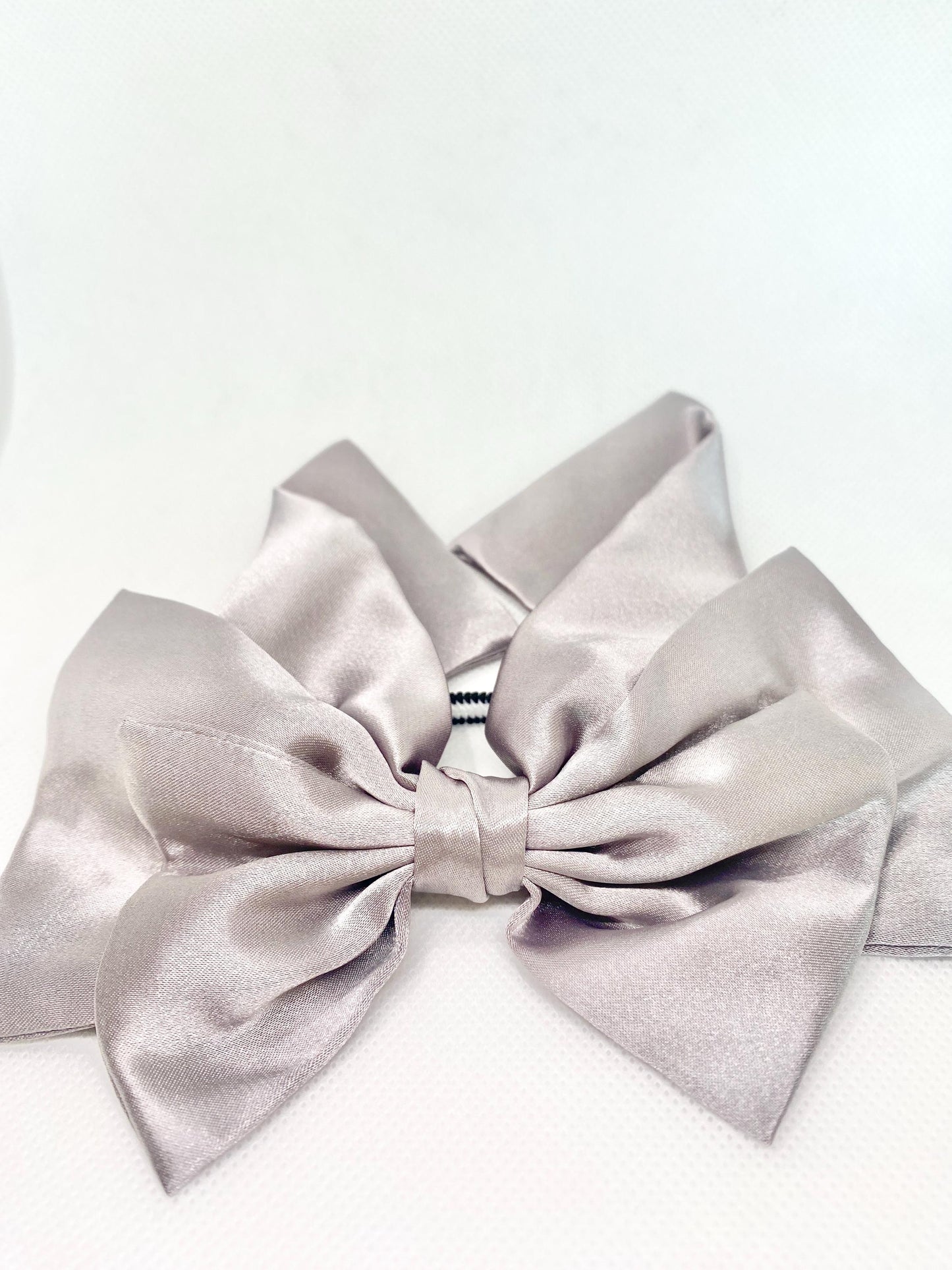 3 Layered GREY Satin Hair Bow: Christmas Vibes, Kids and Adults - Hand-stitched