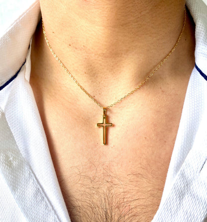 Cross Pendant Chain: Silver and Gold Plated, Stainless Steel, Unisex
