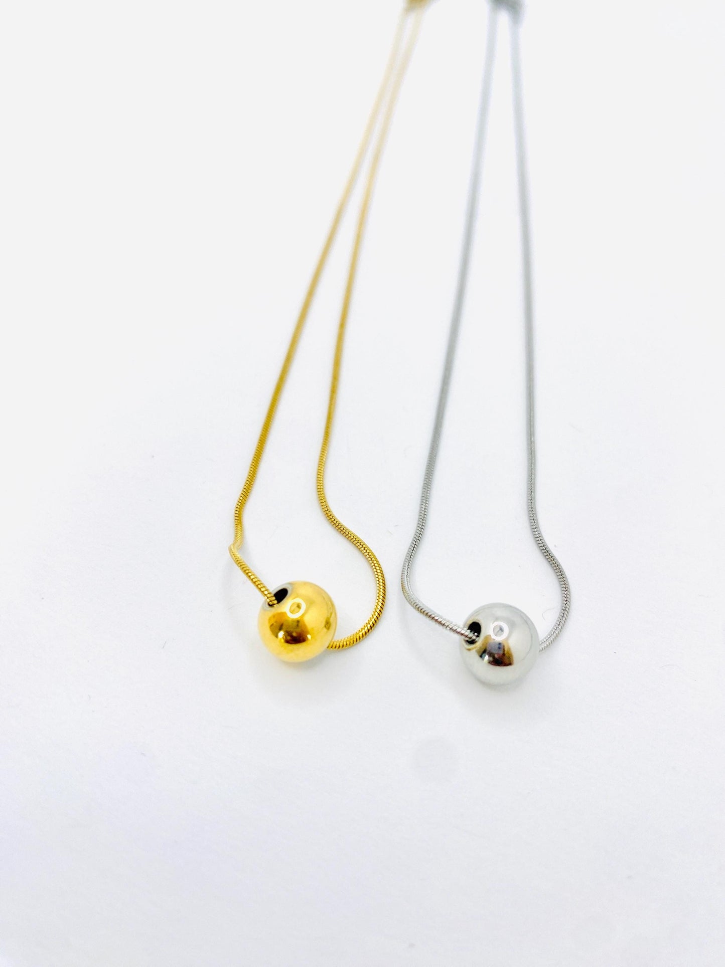 Ball Pendant Chain: Silver and Gold Plated, Stainless Steel, Unisex