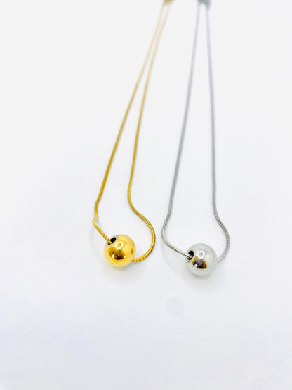 Ball Pendant Chain: Silver and Gold Plated, Stainless Steel, Unisex