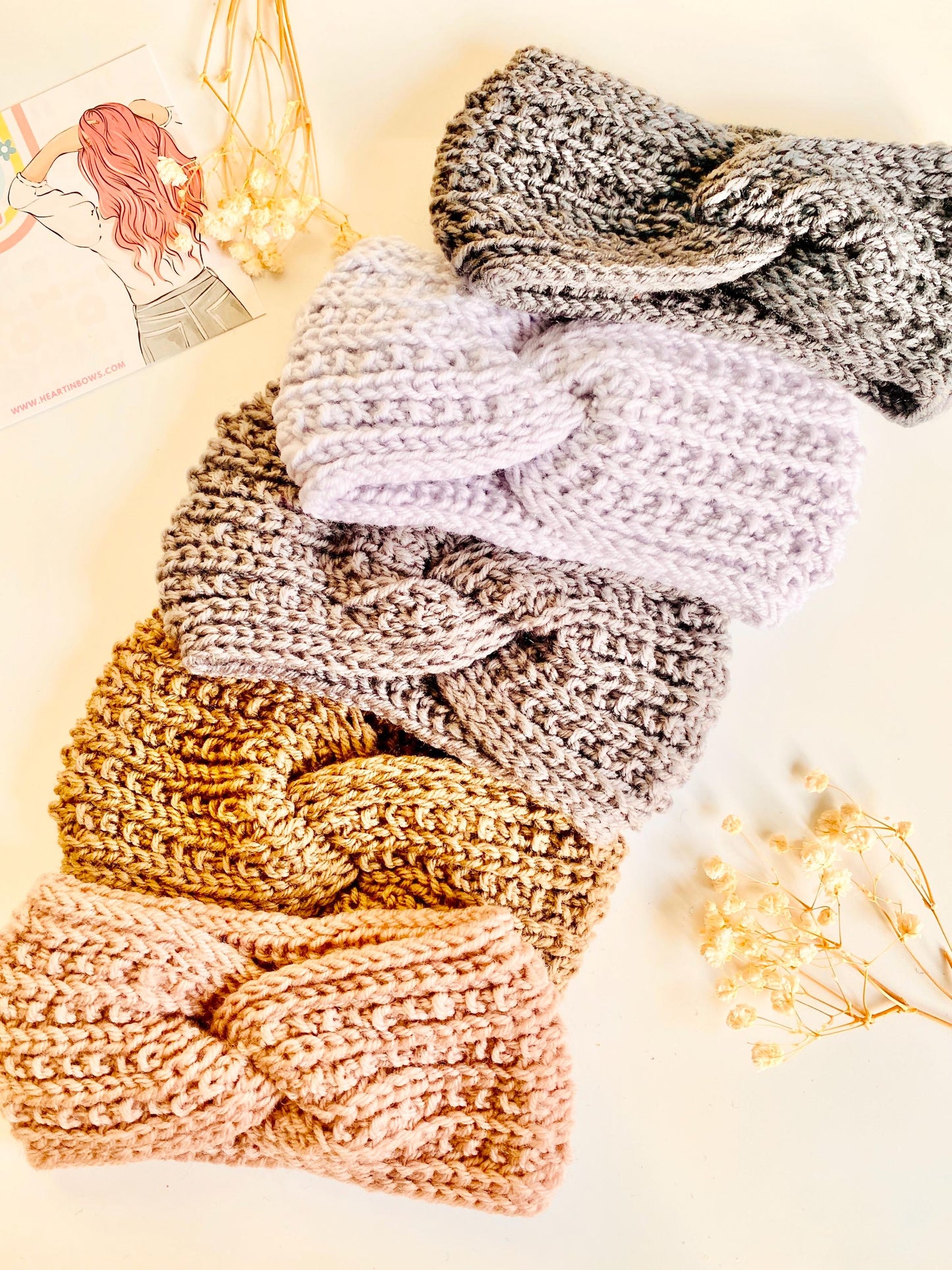 Kids Winter Headband, Earmuffs, Wool Headbands, Heartinbows