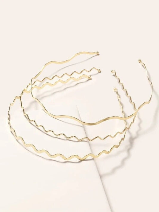 Set of 3 Wavy Metal Hairbands