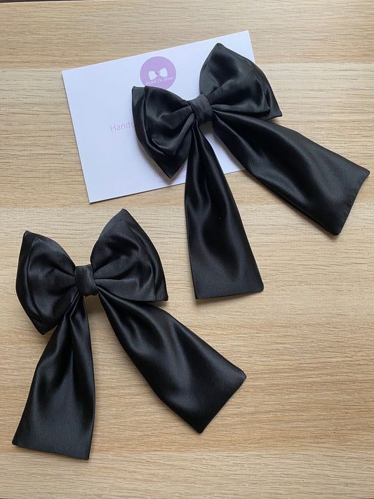 Black Noir Pigtail Barrette Clip